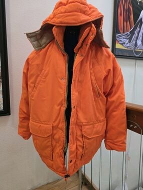 Vintage Canvasback Blaze Orange Hunting Jacket Parka Coat XL Detachable Hood